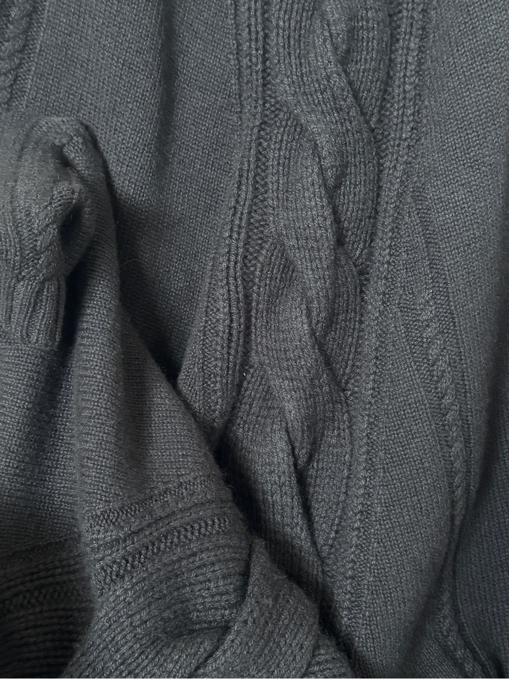 MaxMara Grey Cashmere Sleeveless Black Cable-Detail Midi Dress Size S